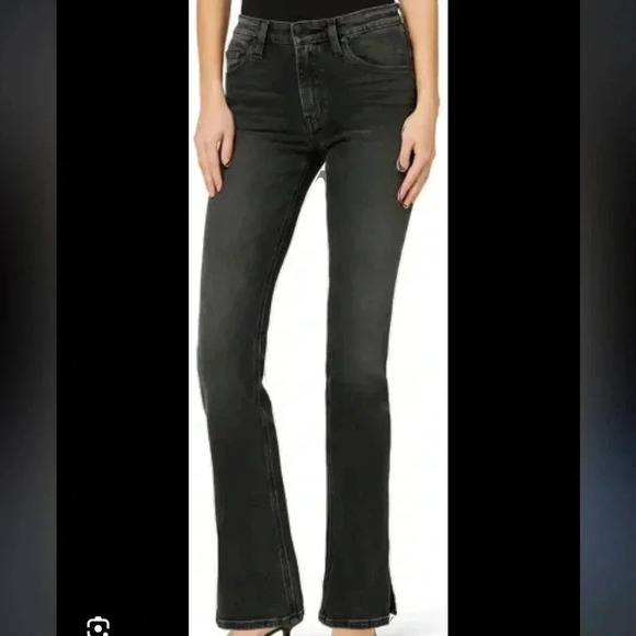 NINEWEST HIGH WAIST BOOT CUT BLACK GRAY JEANS SPLIT ANKLE STRETCH - Picture 3 of 15